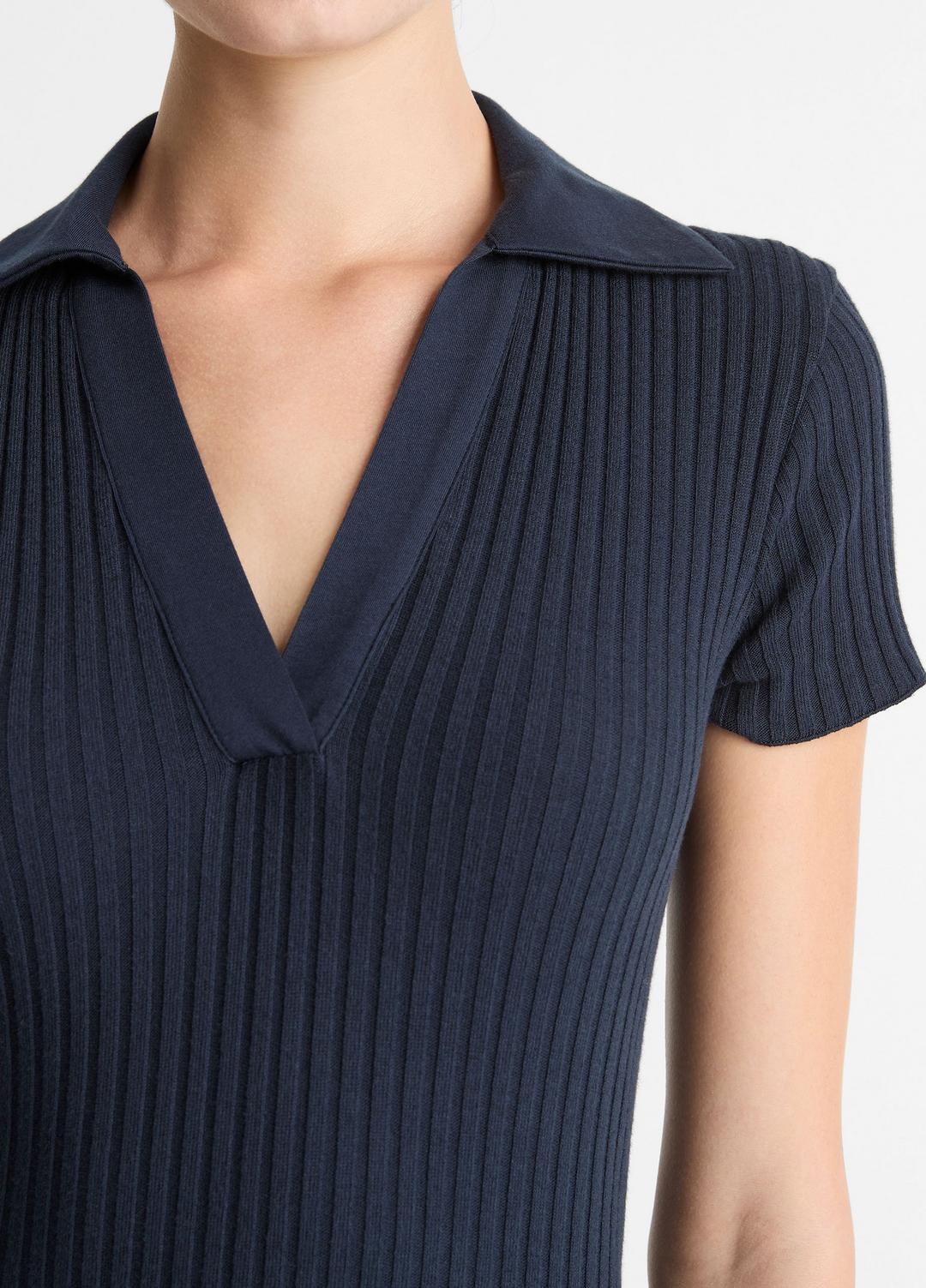 VINCE Ribbed Cotton-Blend Polo Dress in Dresses