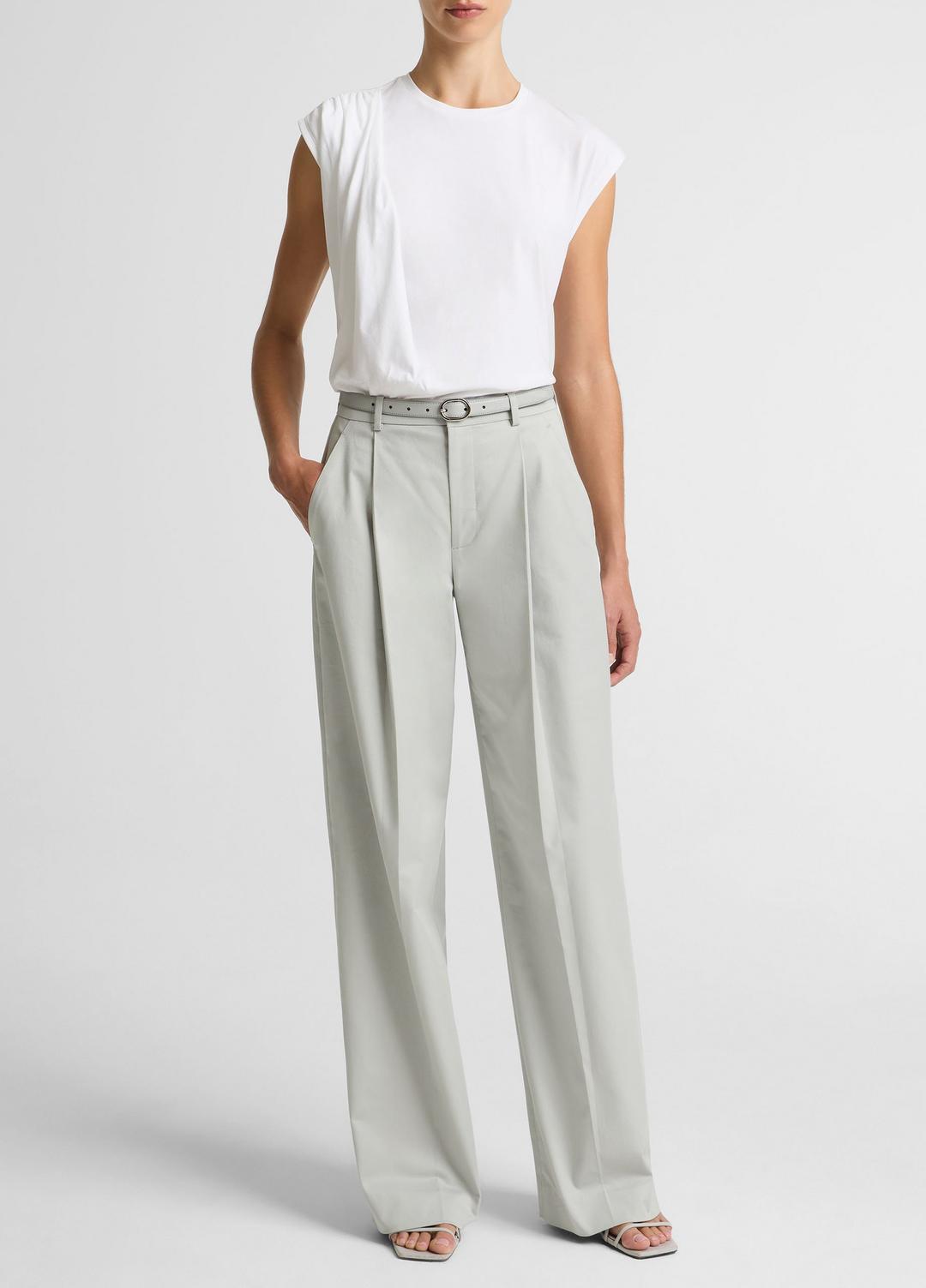 VINCE Pima Cotton-Blend Draped Relaxed Top in Tank Tops