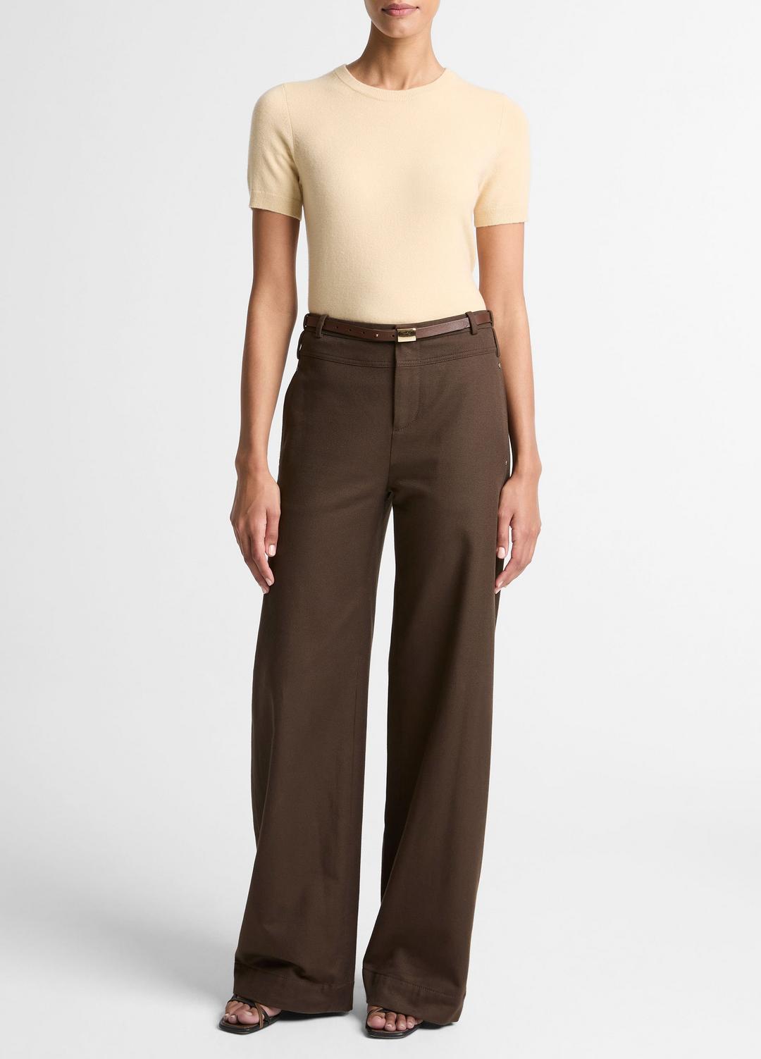 VINCE Wool & Cashmere-Blend Short-Sleeve Sweater in Crew Neck