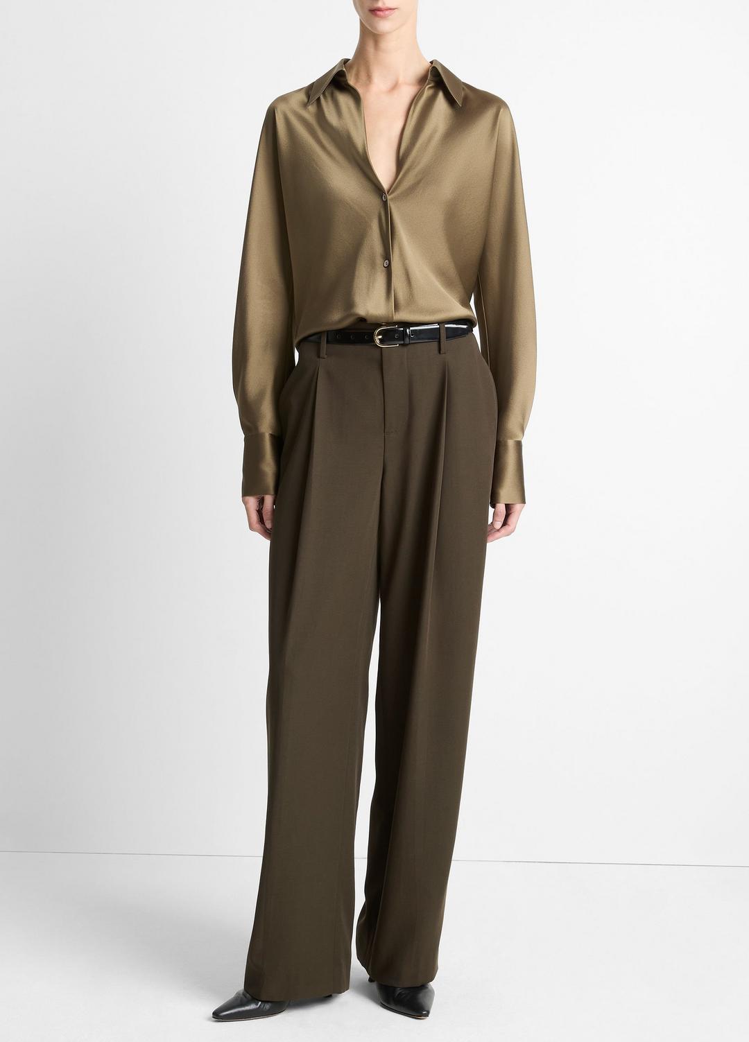 VINCE Silk Bias Long-Sleeve Blouse in Long Sleeve
