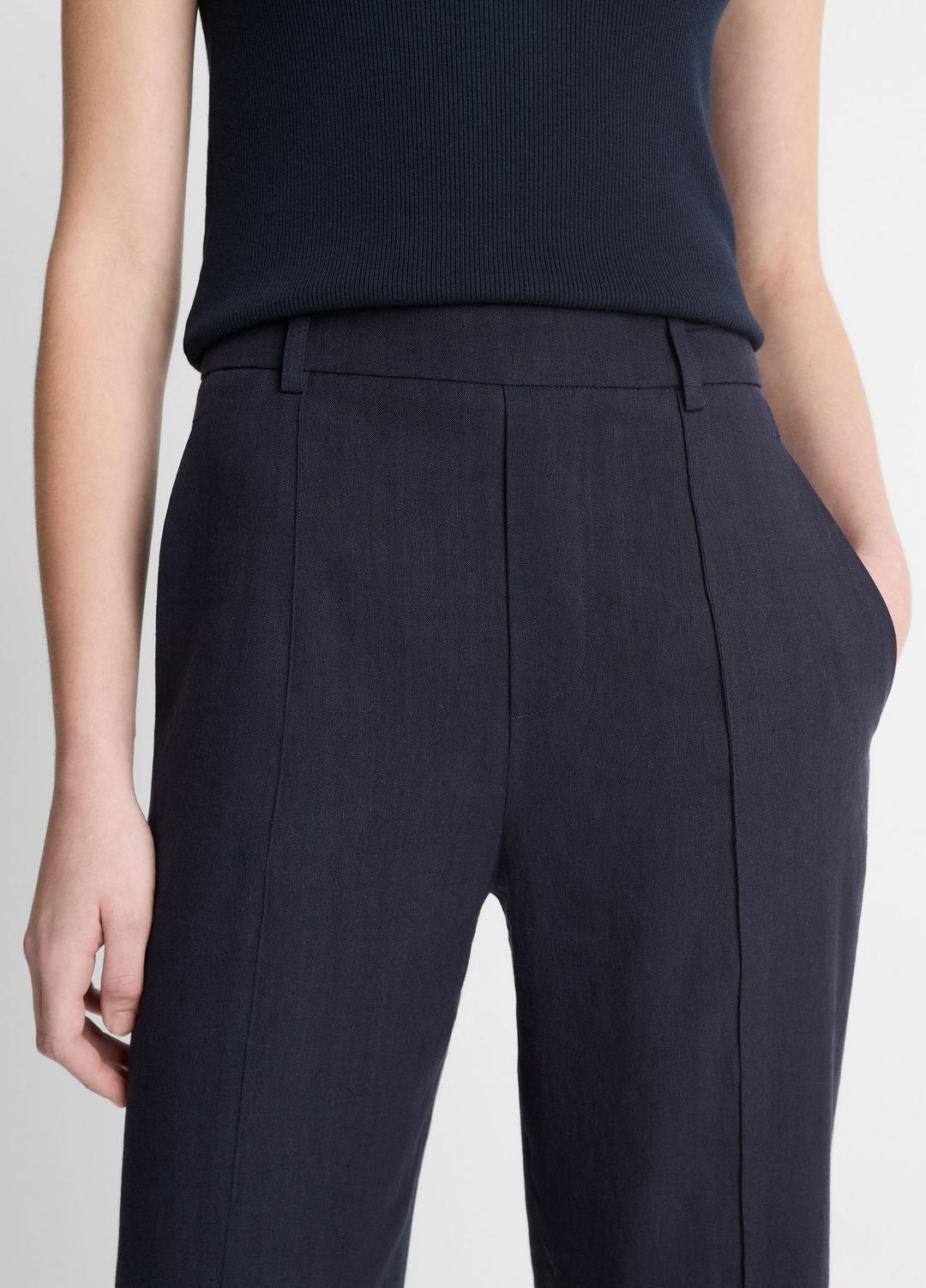 VINCE Grace Mid-Rise Linen-Blend Pull-On Pant in Trousers