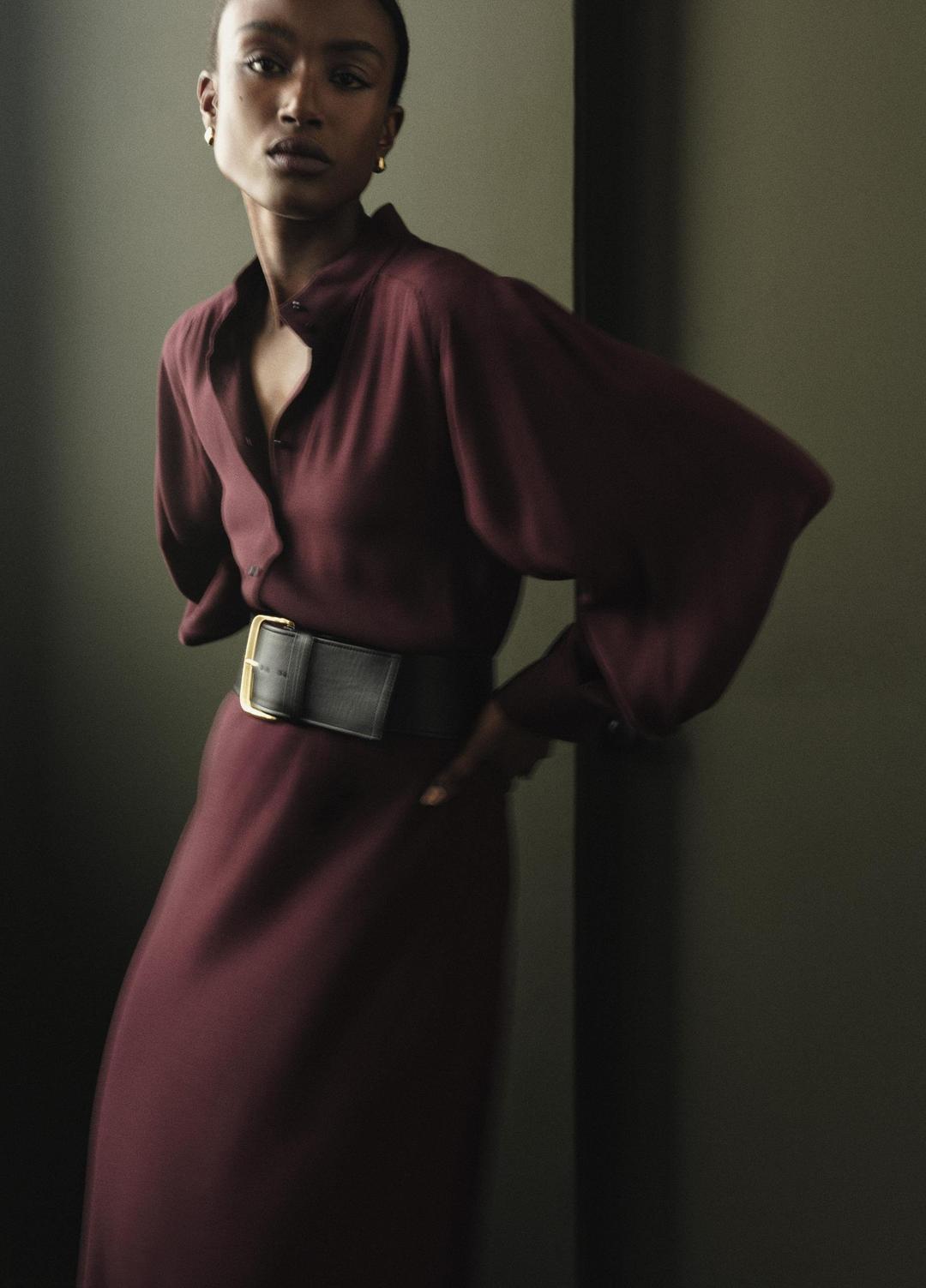 VINCE Crepe Collar-Stand Shirt Dress in Dresses