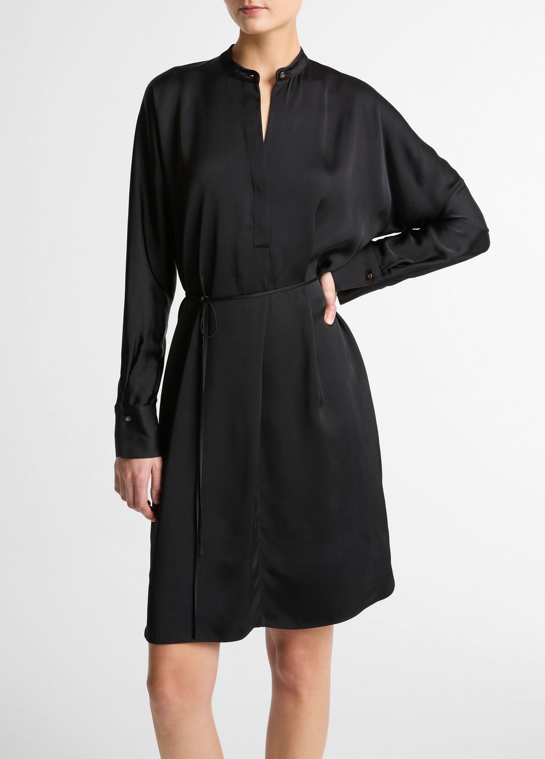 VINCE Matte Satin Band-Collar Dress in Dresses
