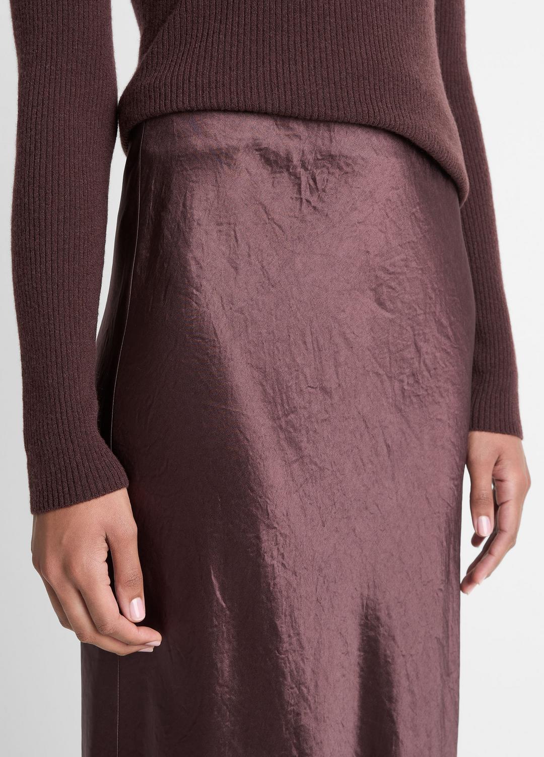 VINCE Satin Side-Slit Slip Skirt in Skirts