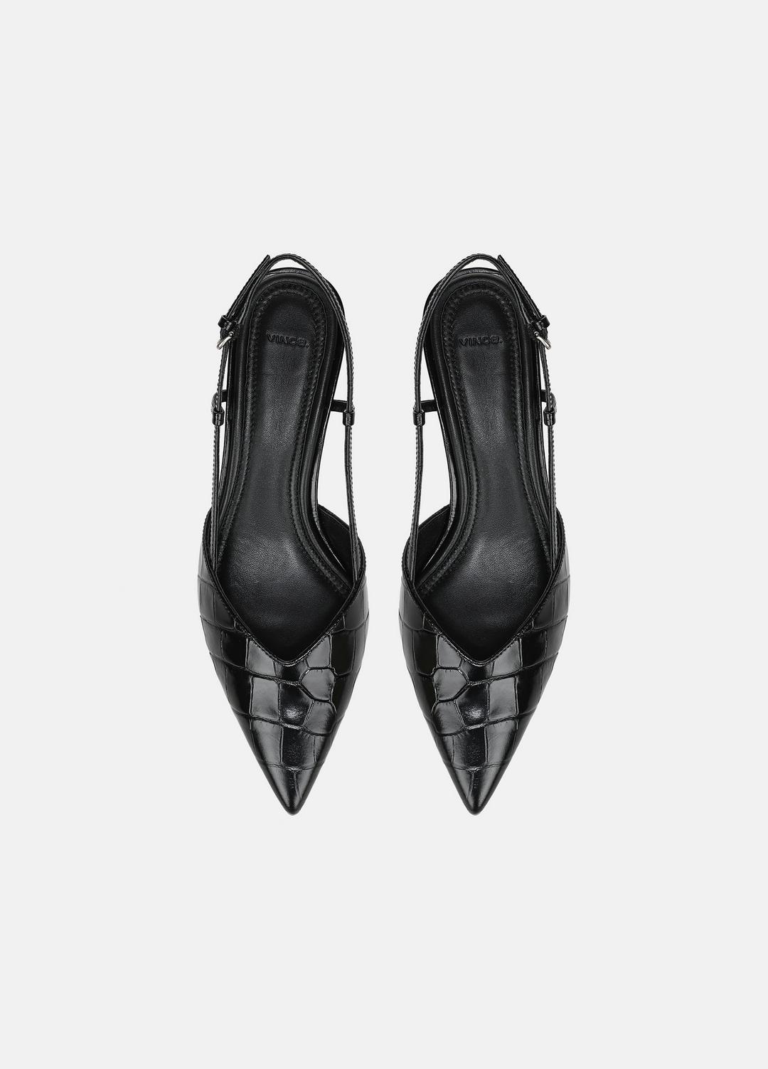 VINCE Levvy Croc-Embossed Leather Slingback Heel in Heels