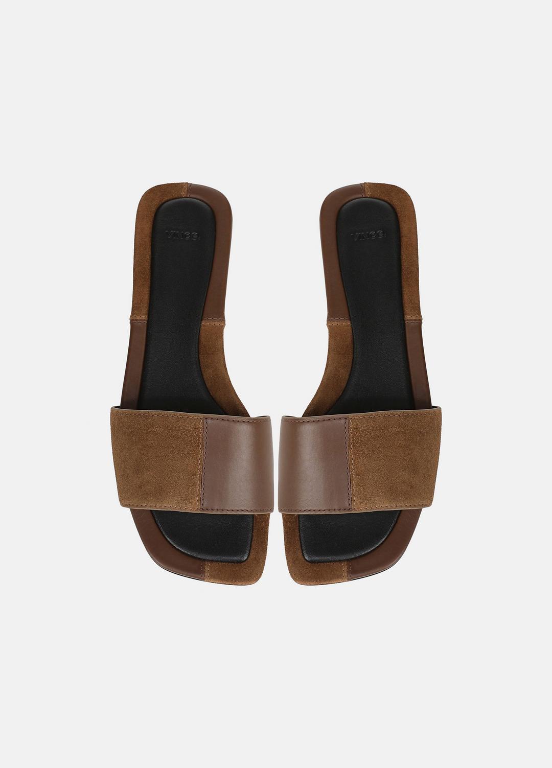 VINCE Valeria Leather & Suede Slide Sandal in Sandals