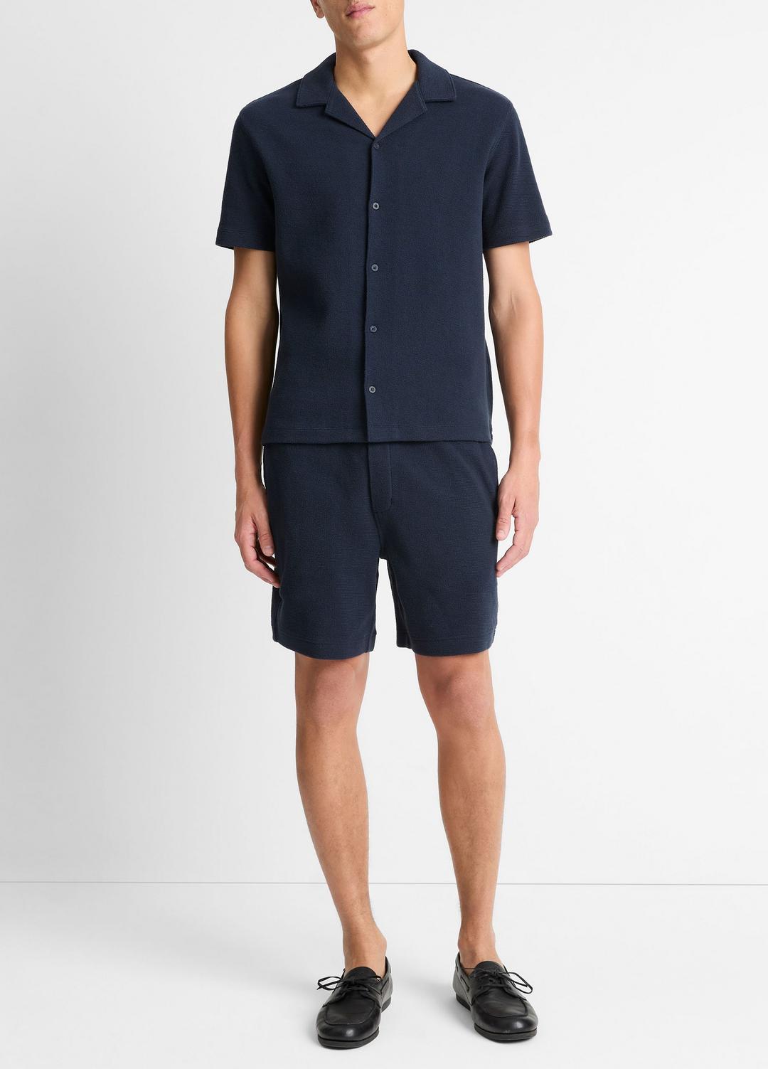 VINCE Cotton Bouclé Cabana Shirt in Short Sleeve