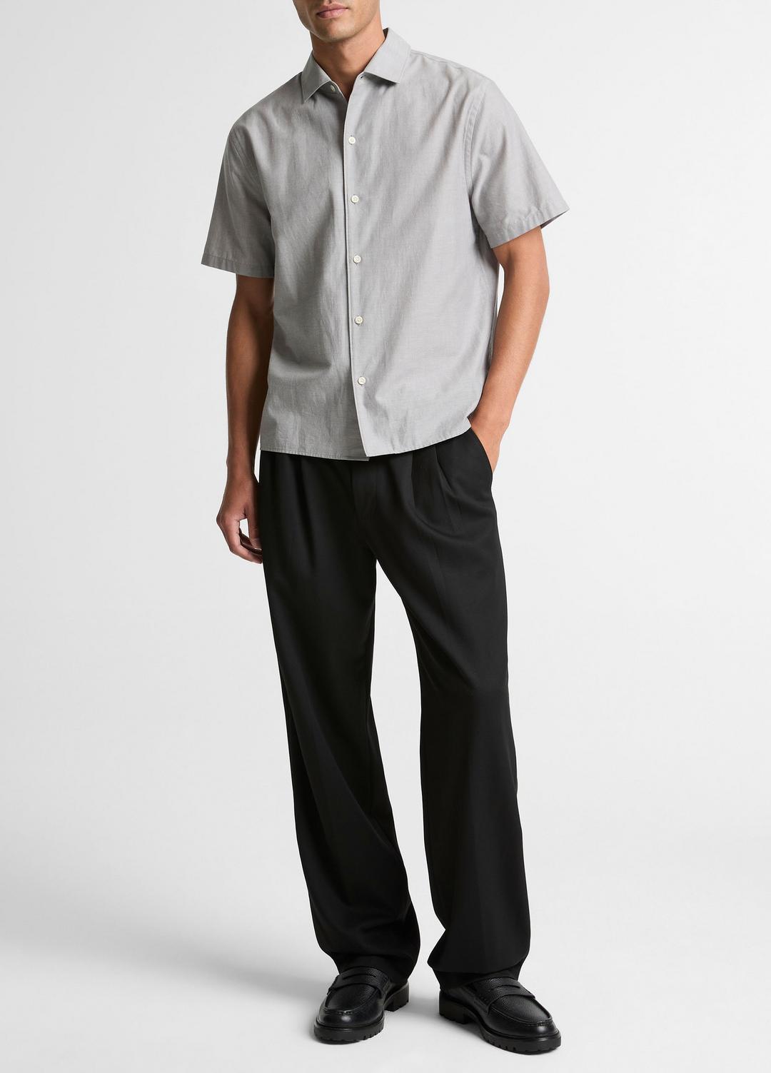 VINCE Cotton Short-Sleeve Button-Front Shirt in Short Sleeve
