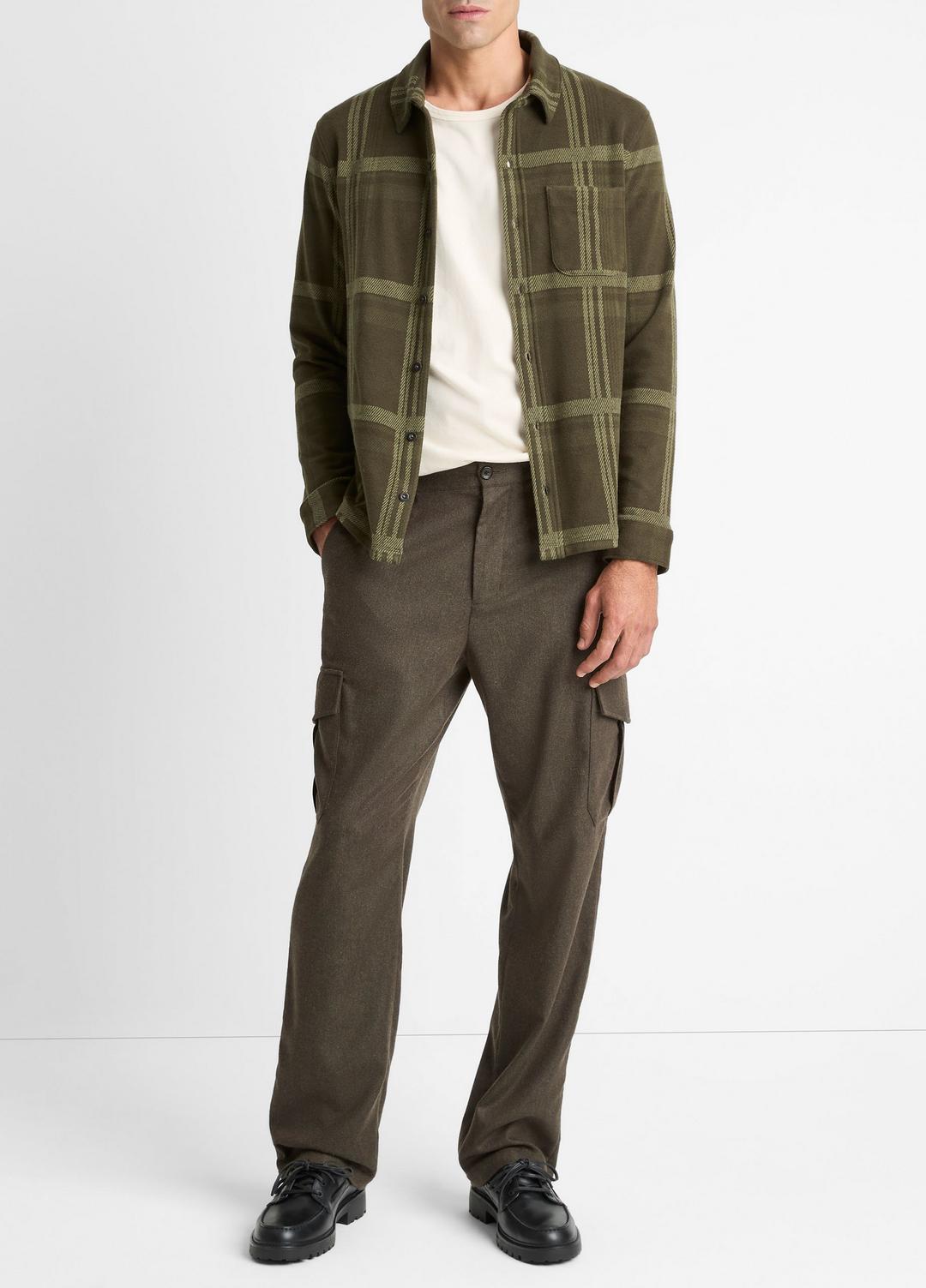 VINCE Plaid Cotton-Blend Shirt Jacket in Shirt Jackets