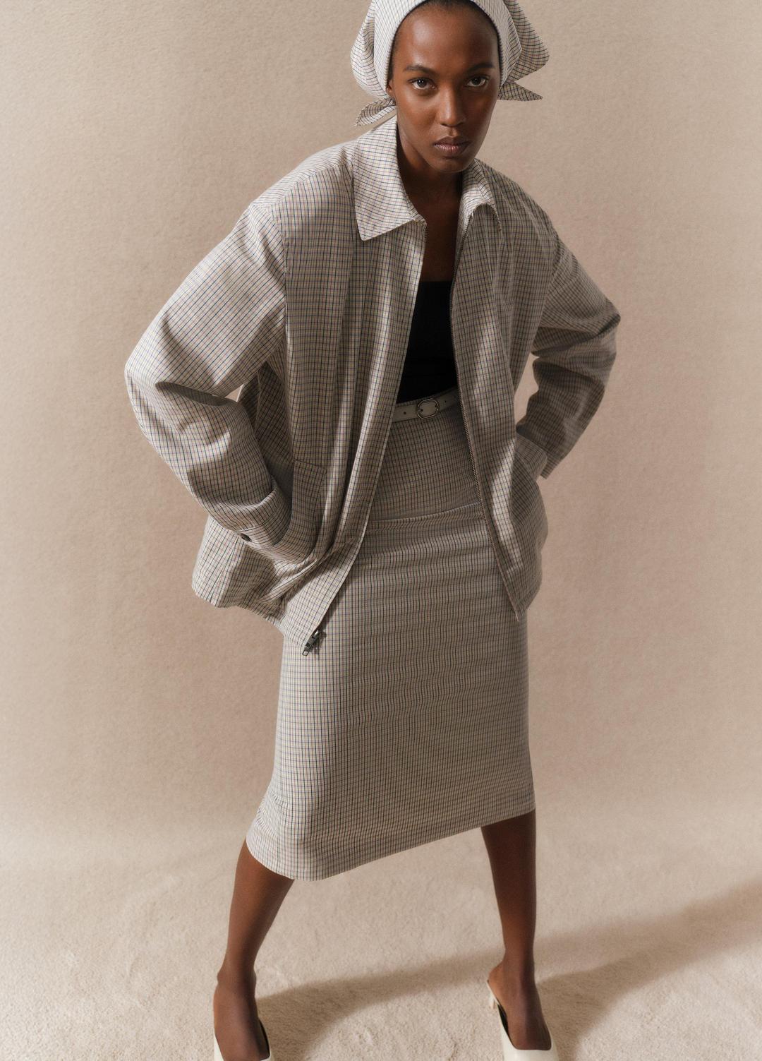 VINCE Gardener's Check Cotton Oversized Bomber Jacket in Jackets & Outerwear