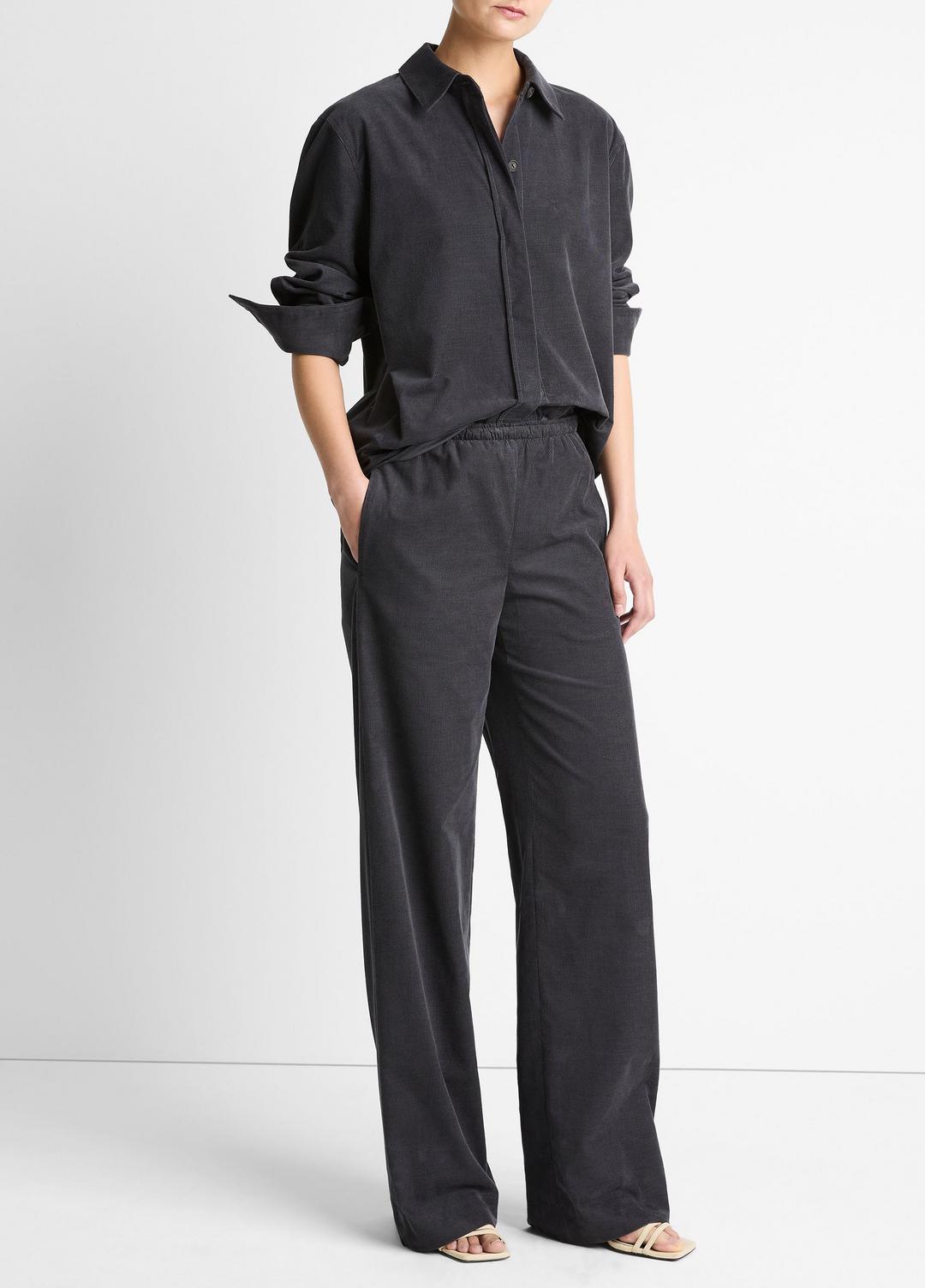 VINCE Cotton Corduroy Pull-On Pant in Wide Leg