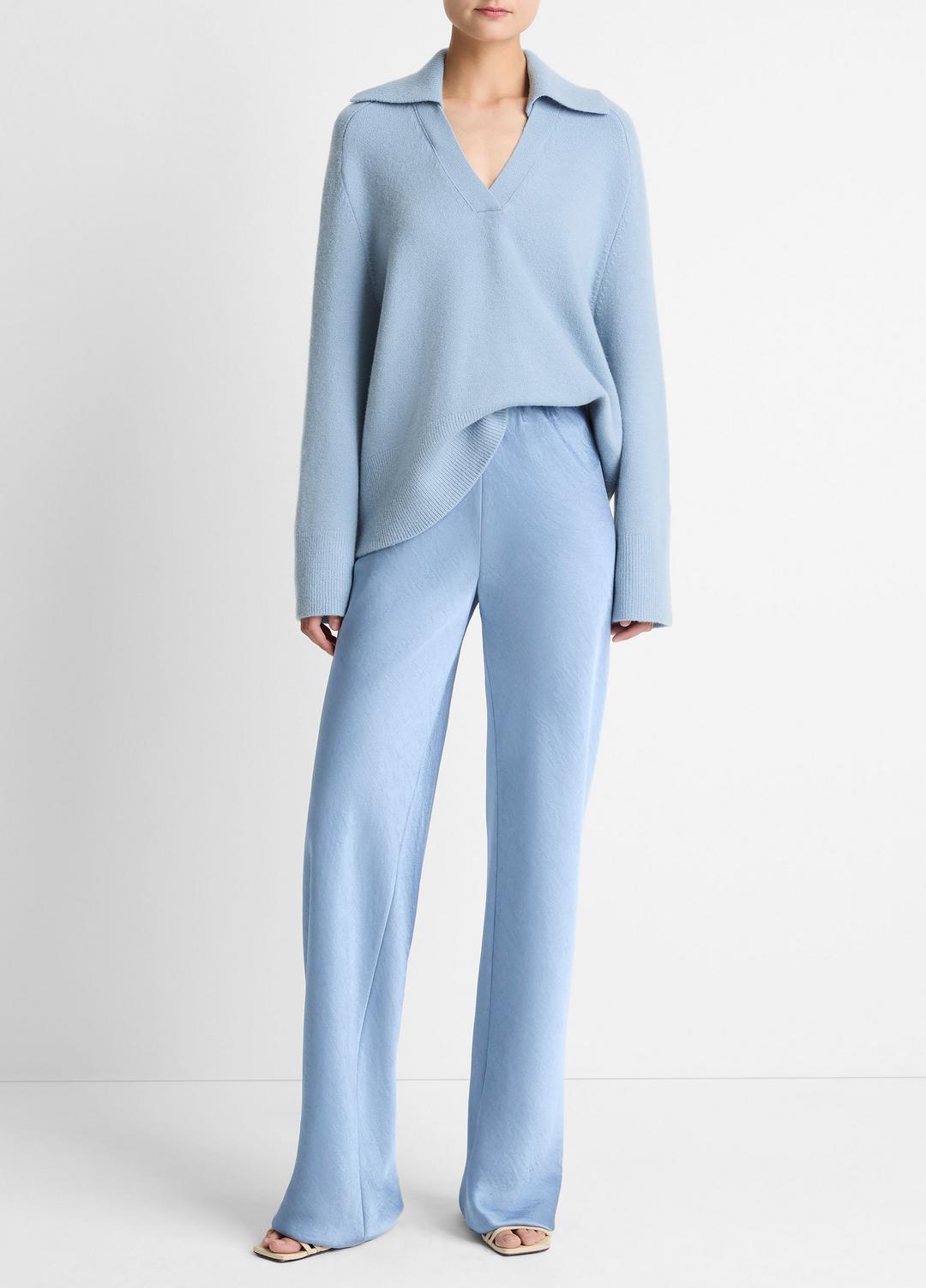 VINCE Colette High-Rise Fluid Satin Bias Pant in Trousers