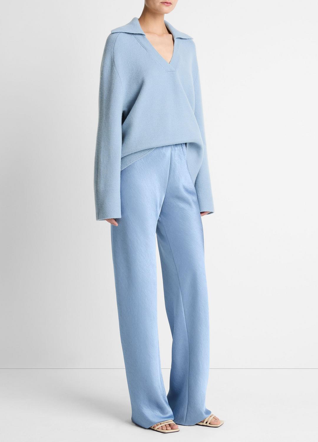 VINCE Colette High-Rise Fluid Satin Bias Pant in Trousers