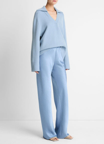 VINCE Colette High-Rise Fluid Satin Bias Pant in Trousers