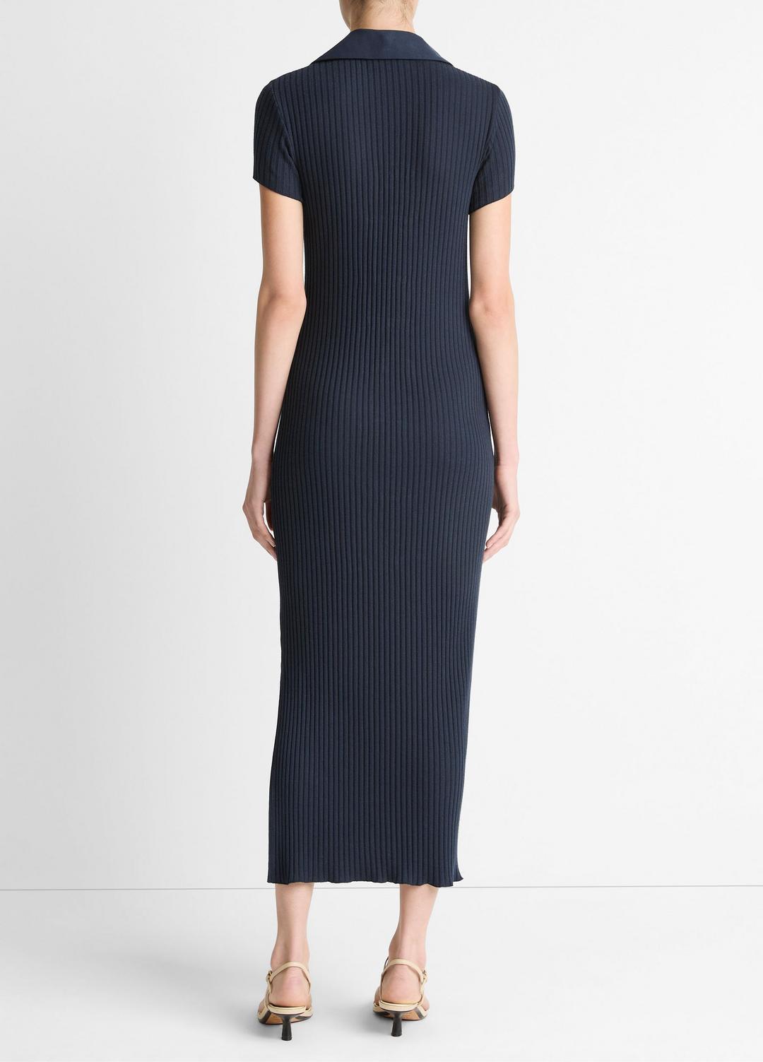 VINCE Ribbed Cotton-Blend Polo Dress in Dresses