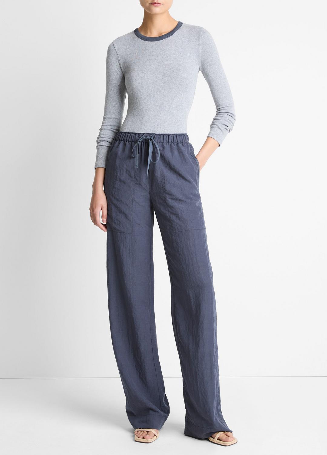 VINCE Tipped Heathered Pima Cotton-Blend Long-Sleeve T-Shirt in Long Sleeve
