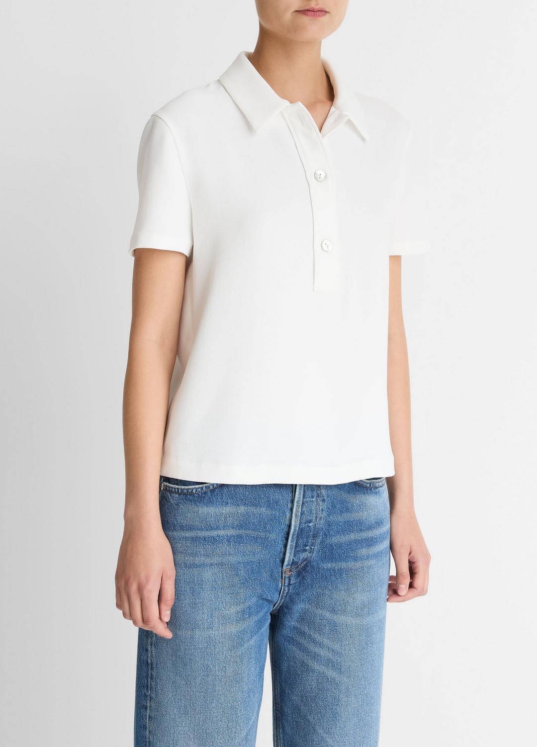 VINCE Crepe Polo Shirt in Short Sleeve