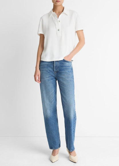 VINCE Crepe Polo Shirt in Short Sleeve