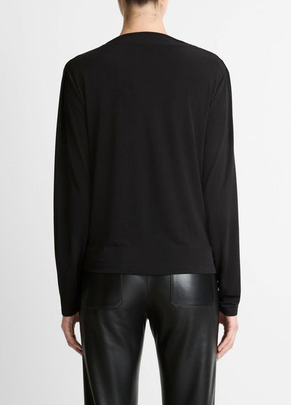 VINCE Matte Jersey Cowl-Neck Top in Long Sleeve