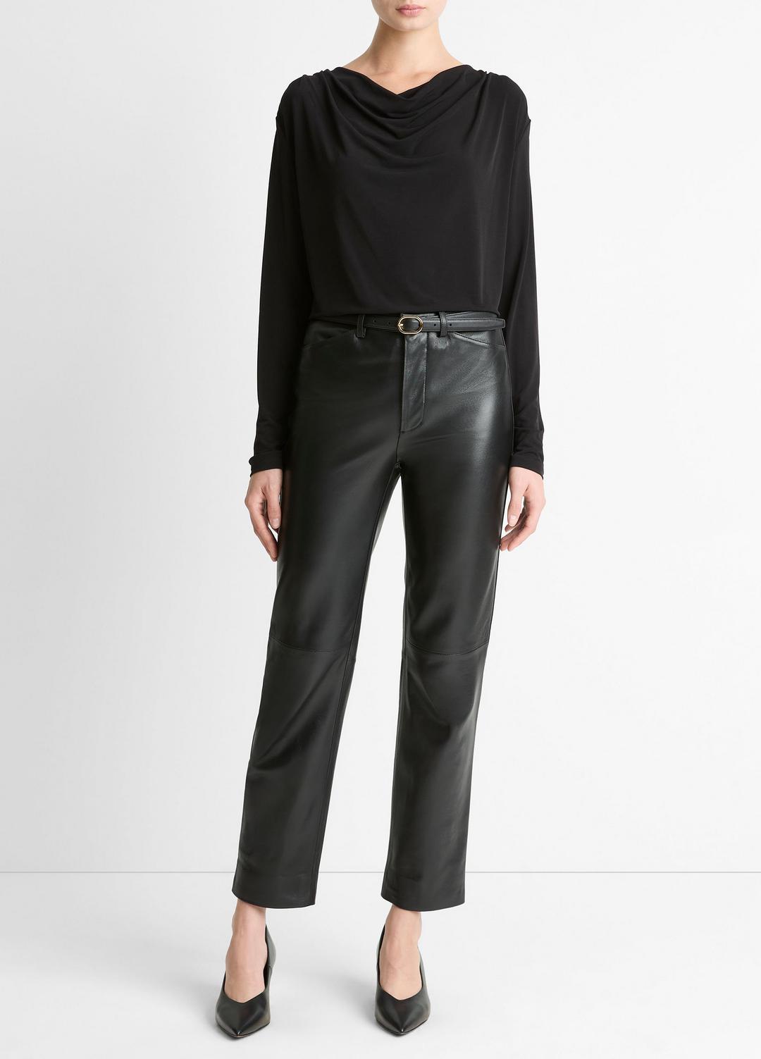 VINCE Matte Jersey Cowl-Neck Top in Long Sleeve