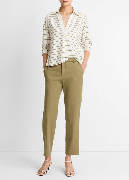 VINCE Avery Mid-Rise Italian Stretch-Cotton Chino Pant in Trousers