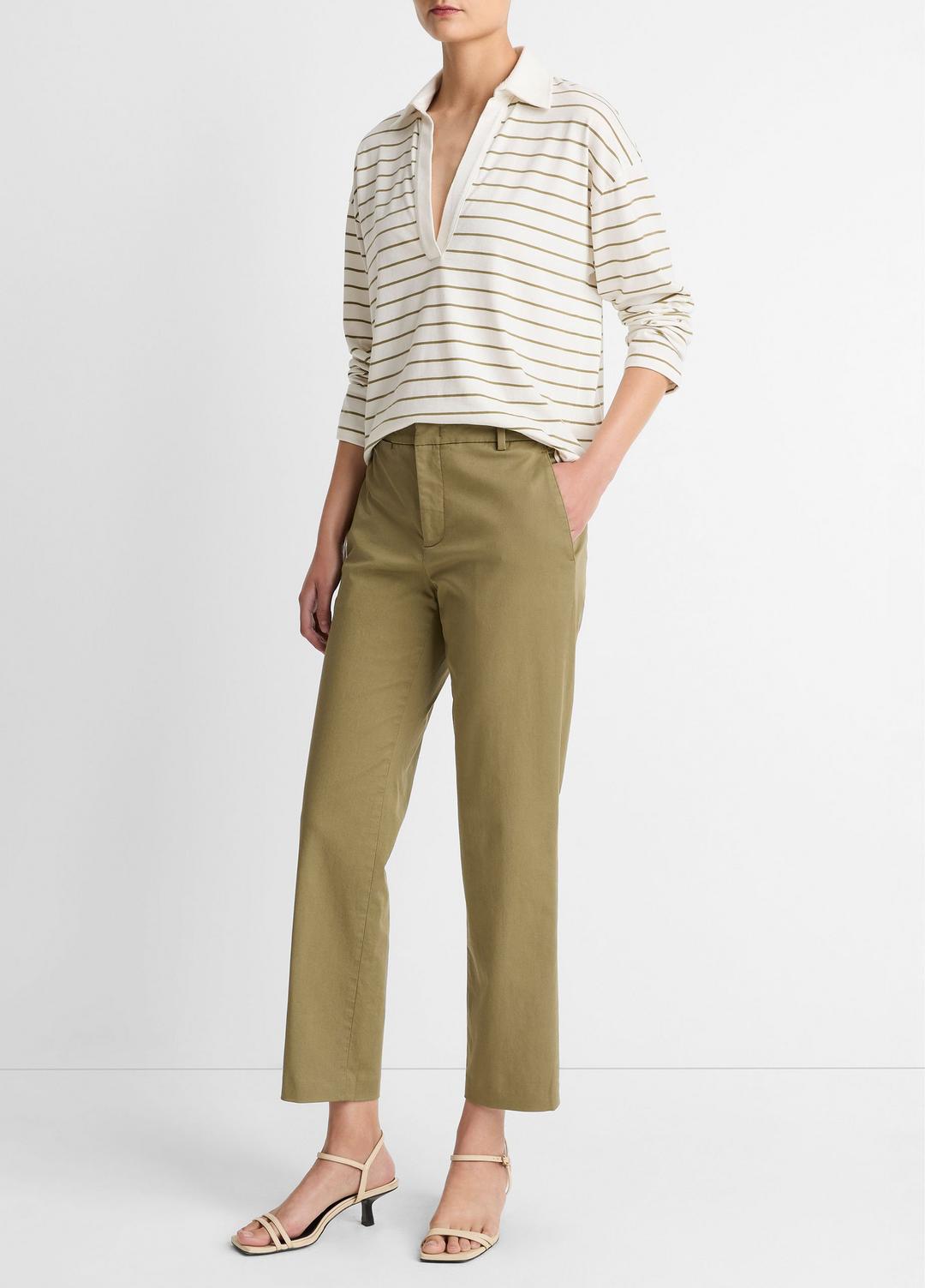 VINCE Avery Mid-Rise Italian Stretch-Cotton Chino Pant in Trousers
