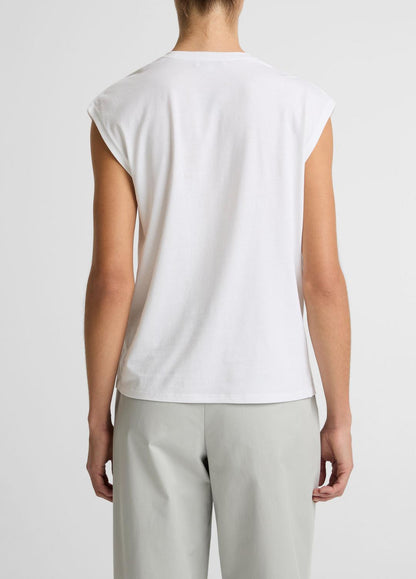 VINCE Pima Cotton-Blend Draped Relaxed Top in Tank Tops