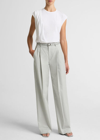 VINCE Pima Cotton-Blend Draped Relaxed Top in Tank Tops