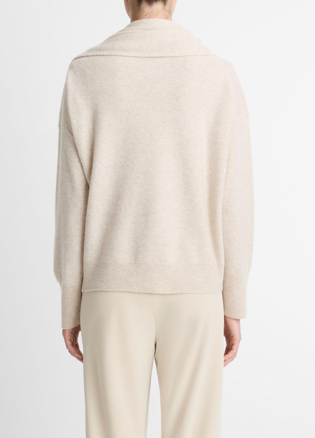VINCE Draped-Shawl Wool-Cashmere Sweater in Turtleneck