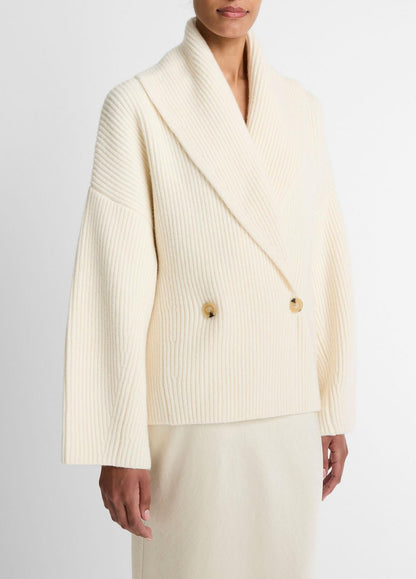 VINCE Wool-Blend Draped Sweater Coat in Sweaters