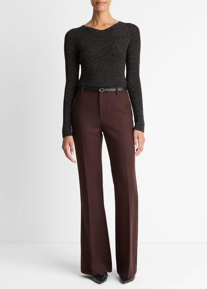 VINCE Metallic Ribbed High V-Neck Sweater in V-Neck