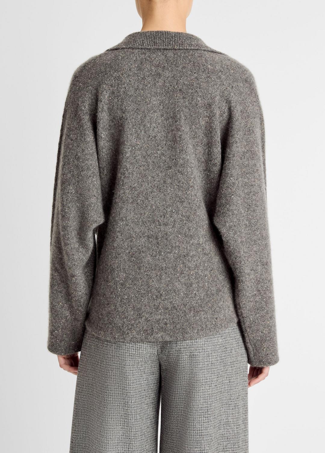 VINCE Donegal Plush Cashmere Dolman-Sleeve Polo Sweater in Cashmere