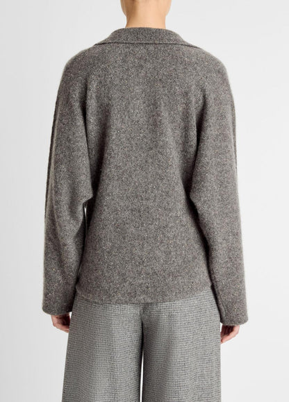 VINCE Donegal Plush Cashmere Dolman-Sleeve Polo Sweater in Cashmere