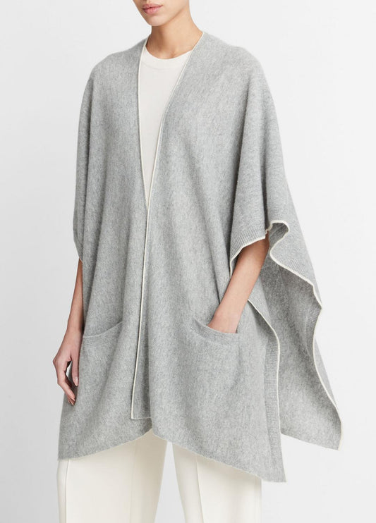 VINCE Tipped Jersey-Knit Cashmere Cape in Sweaters
