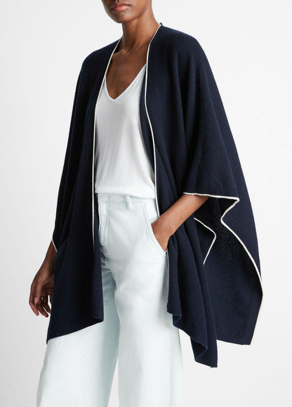 VINCE Tipped Jersey-Knit Cashmere Cape in Sweaters
