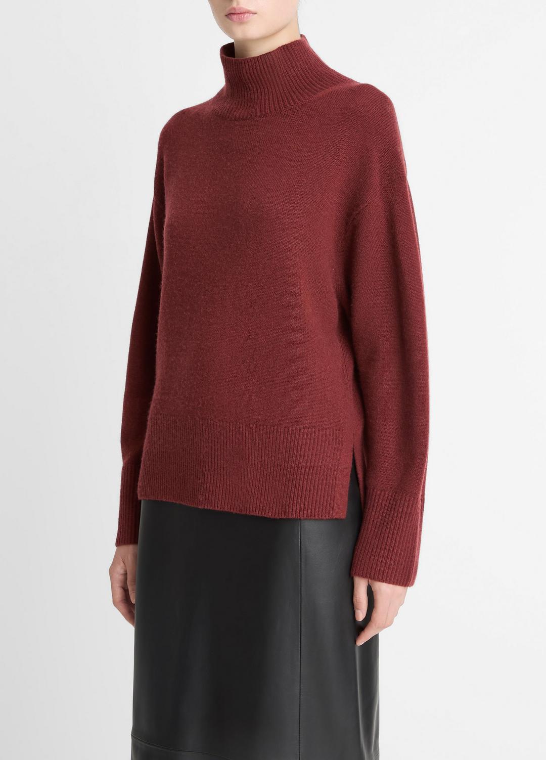 VINCE Wool-Cashmere Side-Slit Turtleneck Sweater in Turtleneck