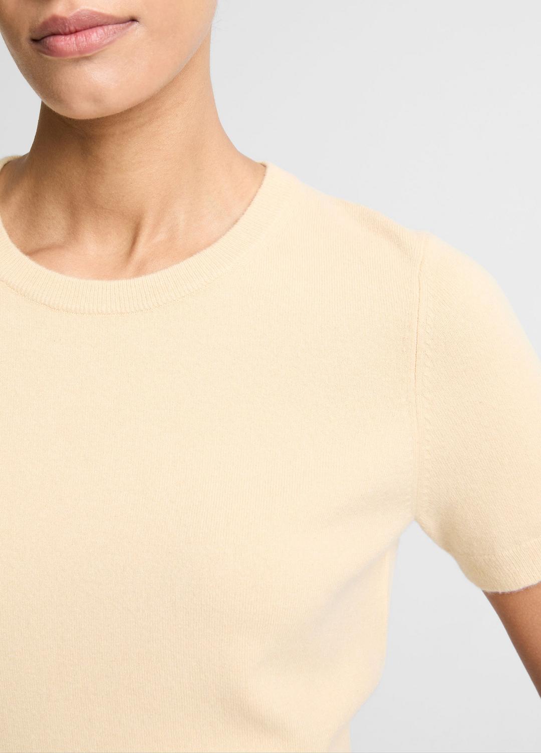 VINCE Wool & Cashmere-Blend Short-Sleeve Sweater in Crew Neck