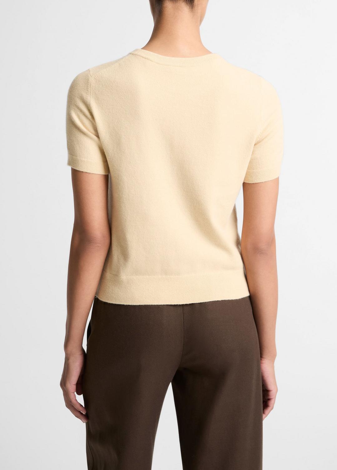 VINCE Wool & Cashmere-Blend Short-Sleeve Sweater in Crew Neck