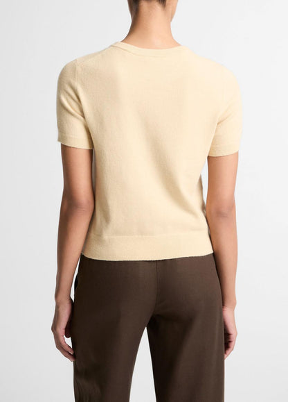VINCE Wool & Cashmere-Blend Short-Sleeve Sweater in Crew Neck