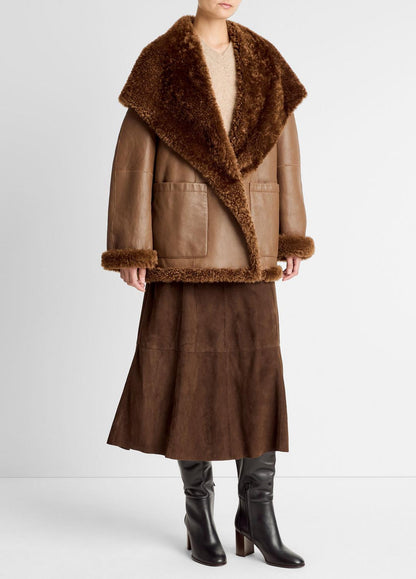 VINCE Shearling Hooded Jacket in Jackets