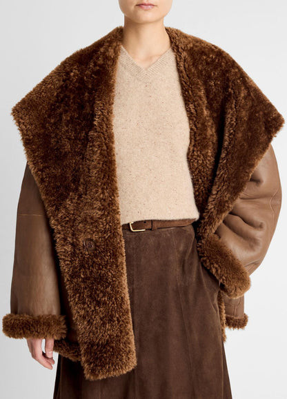 VINCE Shearling Hooded Jacket in Jackets