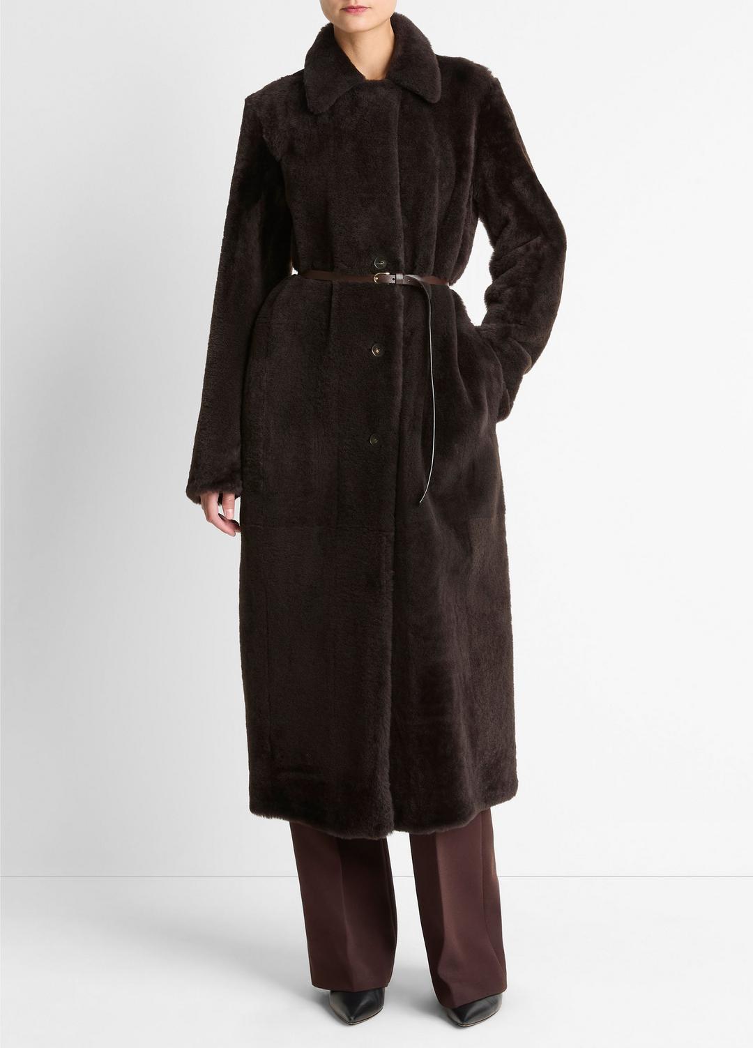 VINCE Shearling Long Coat in Coats