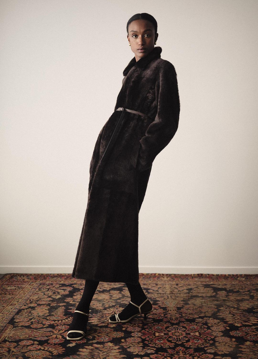 VINCE Shearling Long Coat in Coats