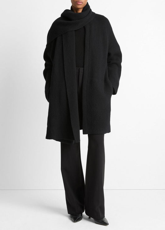 VINCE Draped-Scarf Wool-Blend Car Coat in Coats