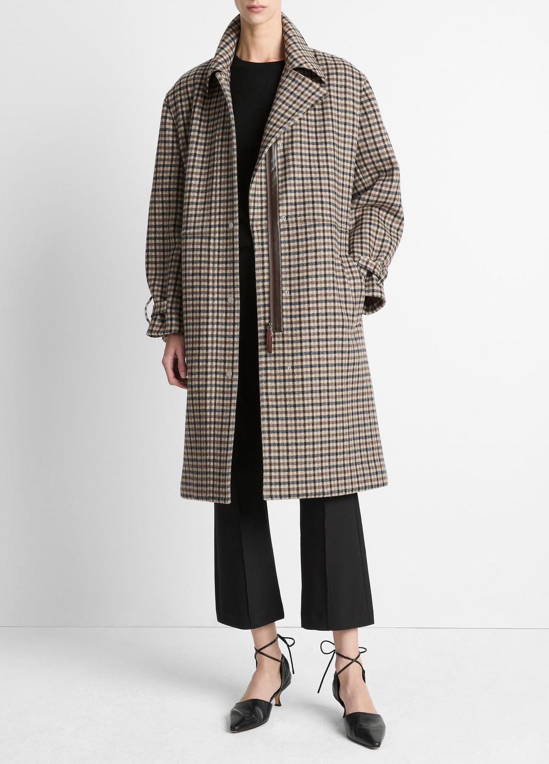VINCE Plaid Car Coat in Coats