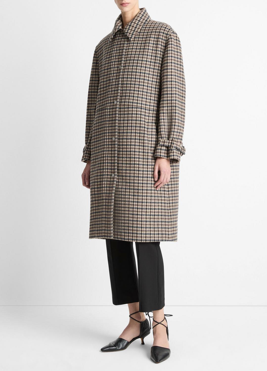 VINCE Plaid Car Coat in Coats