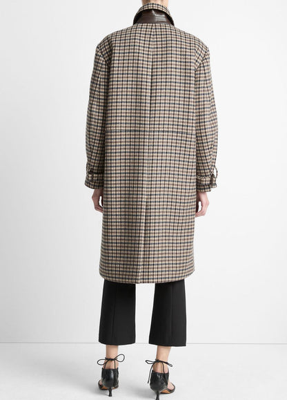 VINCE Plaid Car Coat in Coats