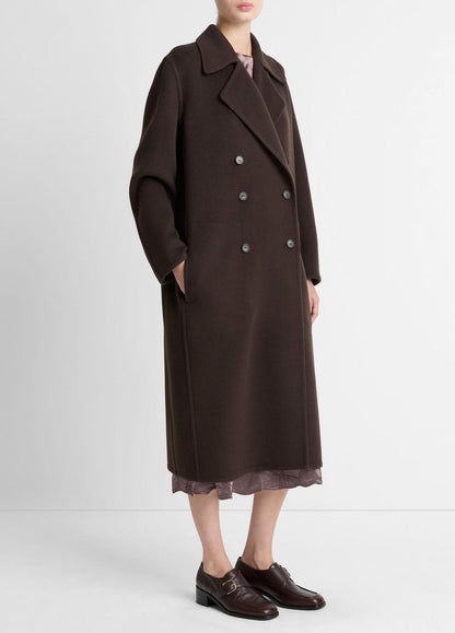 VINCE Wool-Blend Double-Breasted Long Coat in Coats