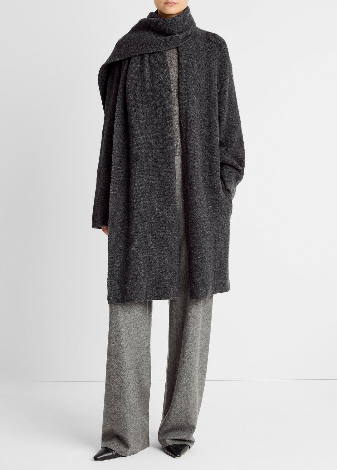 VINCE Draped-Scarf Wool-Blend Car Coat in Coats