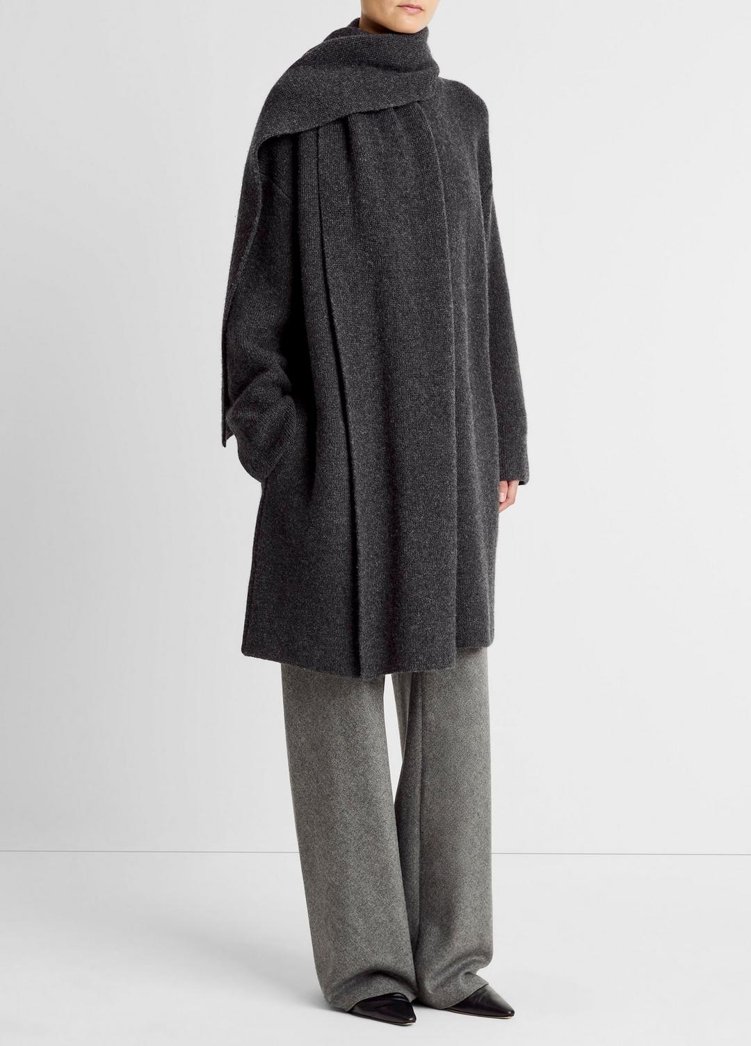 VINCE Draped-Scarf Wool-Blend Car Coat in Coats